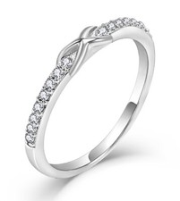 Anillo Banda Eternidad Diseño Beso Infinito Diamante Simulado Plata Esterlina 925 Diamond Eternity Anillo price