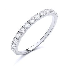 Anillo de eternidad de diamantes simulados de plata de ley 925 de 1,00 quilates talla K a S Diamond Eternity Anillo price