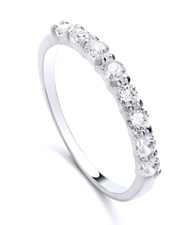 Anillo de plata de ley 925 con banda de eternidad de diamantes simulados de 0,75 quilates talla K a S Diamond Eternity Anillo price