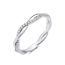 Anillo de eternidad de plata de ley 925 con banda retorcida de diamantes simulados talla K a S Diamond Eternity Anillo price