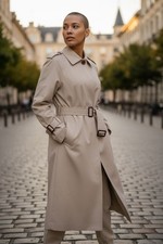 Trench coat de mujer abrigo corto chaqueta de alta calidad talla 38 color BEIGE Trench Abrigo de mujer price