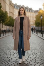 Trench coat de mujer abrigo corto chaqueta de alta calidad talla 36 color camel Trench Abrigo de mujer price
