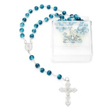 Collar de medalla de oración católica con cuentas de rosario de mármol azul d... Cuentas de oración price