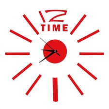 (Rojo) Reloj de Pared Pegatina 3D Reloj Grande Decoración Hágalo Usted Mismo Pared Moderno Hogar Oficina Habitación UO Wall Reloj price