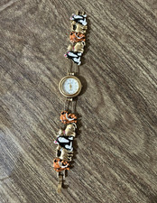 Reloj pulsera Jennie B para mujer de cuarzo tono dorado esfera blanca tema gato vintage Oro Bracelet price