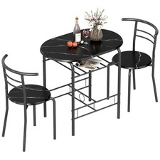 HOMCOM Juego de Mesa y Taburetes para Bar Desayuno, Juego de Comedor con Estante, Negro Dining y Cocina Mesa price