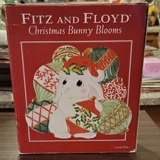 Plato de canapé de cerámica artesanal Fitz and Floyd Christmas Bunny Flooms Dining y Cocina Mesa price