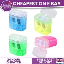 4 x Sacapuntas de Doble Agujero con Tapa Colorido, Ideal para Hogar Escuela Venta Reino Unido Pencil Sharpener price
