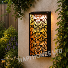 Panel de arte de pared de metal con diseño de hojas de luz LED solar jardín patio cerca exterior NUEVO Multi- Piece/ Forex Wall Arte price