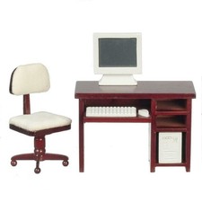 Muñecas Casa Ordenador Caoba Escritorio Y Silla Miniatura Estudio Oficina Juego Oficina Ordenador Escritorio price