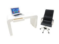 Casa de Muñecas Blanco Ordenador Escritorio & Negro Girar Silla Moderno Oficina Oficina Ordenador Escritorio price