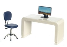 Muñecas Casa Blanco Ordenador Escritorio & Azul Girar Silla Moderno Oficina Oficina Ordenador Escritorio price
