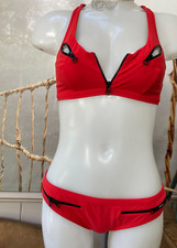 BIKINI Agent Provocateur rojo negro cremalleras buceo lux S/M deportivo damas Bikini price