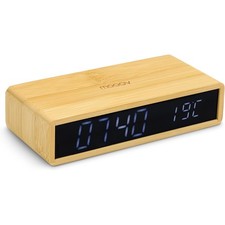 Reloj despertador de bambú con pantalla LED negra y termómetro interior Despertadores y radios price