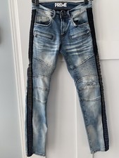 Pantalones de mezclilla elásticos desgastados ajustados para motociclista Preme para hombre paneles laterales con tachuelas 28x31 Jeans/ Denim Pantalones de hombre price