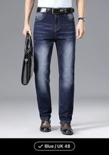 Pantalones de mezclilla elásticos de tiro alto engrosados de talla grande 2025 nuevos de temporada para hombre, talla grande Jeans/ Denim Pantalones de hombre price