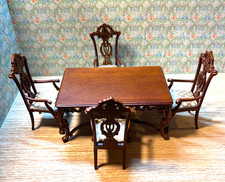 Juego de comedor miniatura de 5 piezas de nogal y oro para casa de muñecas de Hansson Dining Habitación Set/ Set price