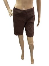 Pantalones cortos Bebe para mujer talla 4 marrón liso lino puño viscoso dobladillo Bebé Shorts price