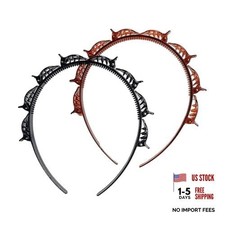 2 piezas horquillas para peinado con doble flequillo negro y marrón - bandas dentadas trenza cabello Horquillas, diademas y bandas para el pelo price
