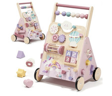 Centro de actividades Lehoo Castle de madera para bebés, velocidad ajustable, rosa Andador para bebé price