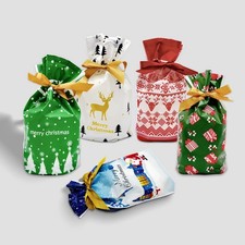 50 Bolsas De Regalo De Plastico Con Cordon Para Dulces De Navidad Para Artículos de regalo price