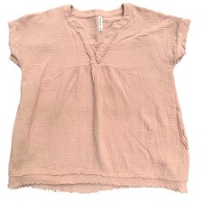 Top de gasa Zenana para mujer talla mediana tostado melocotón boho verano informal dobladillo crudo cómodo Plaj Giysisi price