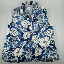 Top Aloha Hut para mujer sin mangas azul hibisco L tropical con botones Plaj Giysisi price