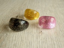 ANILLO ANCHO PURPURINA ROSA DORADO NEGRO DE RESINA Colores a elegir Anillo de bisutería price