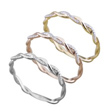 Anillo De Bucle Twist Infinito Zircón CZ Plata Rosa Oro Para Damas Anillo de bisutería price