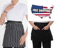 Unisex Camarera Camarero Cintura Babero Cocina Cocina Delantal Bolsillos Hogar Fiesta Chef Delantal de cocina price
