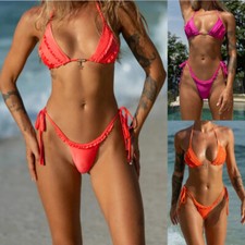 Sexy Micro Bikini Conjuntos para Mujeres Niñas Trajes de Baño Traje de Baño Tanga Volantes Ropa de Playa Ropa de playa para niña price