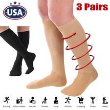 3PK de medios de compresión 20-30mmHg hasta la rodilla para varices y antifatiga Calcetines hasta la rodilla / medias price