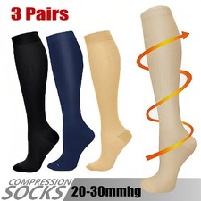 3 pares de calcetines de compresión de 20-30 mmHg hasta la rodilla hombre/mujer Calcetines hasta la rodilla / medias price
