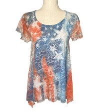 Top Estilo Cal Rojo Blanco Azul S Estrella Encaje Estrás Sharkbite Festival Americana Túnica modest fashion price