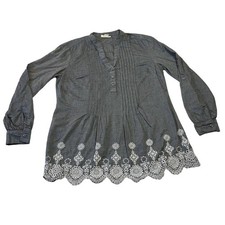 Top túnica Style & Co. cuarto abotonada pintuck talla S encaje modesto lengüeta enrollable Túnica modest fashion price