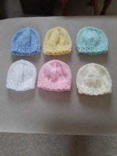Nuevo sombrero bebé tejido a mano en blanco, rosa, limón, crema, menta o azul recién nacido Gorro para bebé price