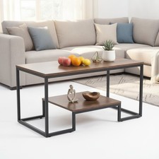 Mesa de Centro Industrial Moderna Alivio 2 Niveles Marrón 100x48cm Orta Sehpa price