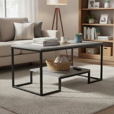 Mesa de centro industrial moderna Alivio de 2 niveles con marco de metal con tapa de madera gris Orta Sehpa price