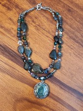 Hand Cut Rock Crystal Smoky Green Blue Quartz Necklace Sterling 925 Classy Beads Swarovski Kolye price