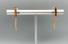 Aretes de barra y cadena enchapados en oro rosa de plata de ley Piercing de oro y plata price