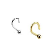 Juego de tapones nasales de 1,0 mm oro y plata con bola piercing nariz espiral 2 piezas Piercing de oro y plata price