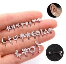 Piercing Cartílago Pendiente Barra Hélice Caracola Diseño Joyería Topacio Curvo Tachuela Piercing de oro y plata price