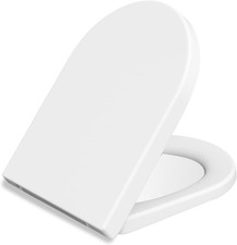 Asiento de inodoro en forma de D blanco cierre suave liberación rápida fijación superior bisagras ajustables Tapa de inodoro price