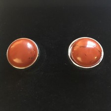 Gemelos Redondos Piedra Roja Marrón En Tono Plata Brillante Nuevos Sin Etiquetas En muy buena condición Gemelos price