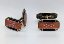 Vintage Norwegian Sterling Silver Guilloché Enamel Cufflinks Mid-Century Norway Gemelos price