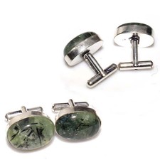 925 Silver Plated Moss Prehnite Cufflinks 21X16" Wedding Ready Jewelry Trendy m3 Gemelos price