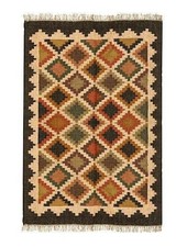 Alfombra rústica decoración del hogar lana yute rectangular alfombra tejida a mano boho sala de estar Kilim price
