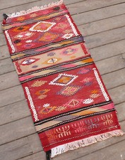 Alfombra Turca Kilim 16''x33'' Tejida a Mano Sivas Mini Cicim Kilim 43x86cm A... Kilim price