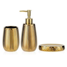 Juego de accesorios de baño de cerámica dorada de 3 piezas para el hogar Set de accesorios de baño price