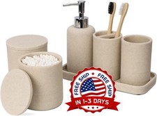 Juego De Accesorios De Baño Bano De Cerámica De 6 Piezas De Moda, Color Beige EE. UU. Set de accesorios de baño price